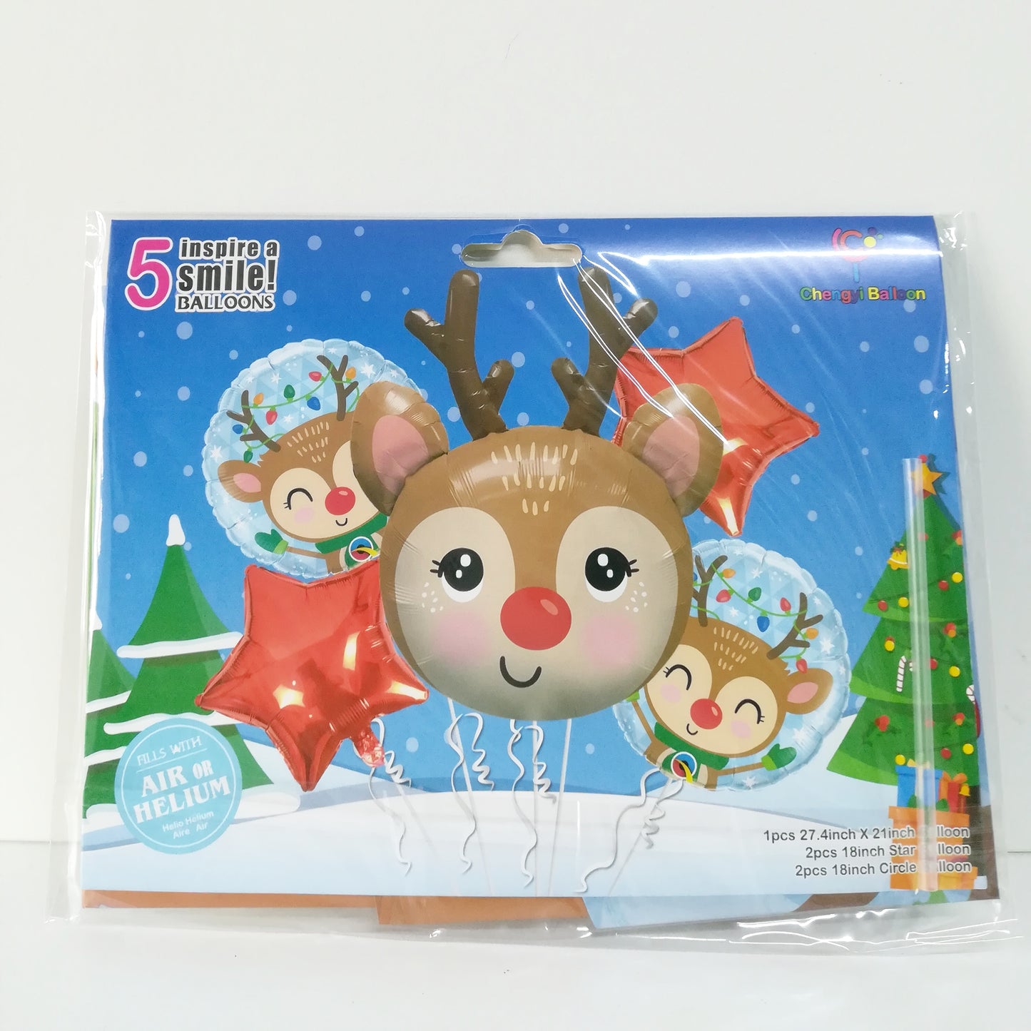 5 Piece Christmas Balloon Pack