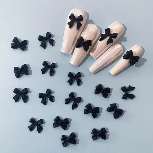 Black Bowknot Nail Charms-12 pack