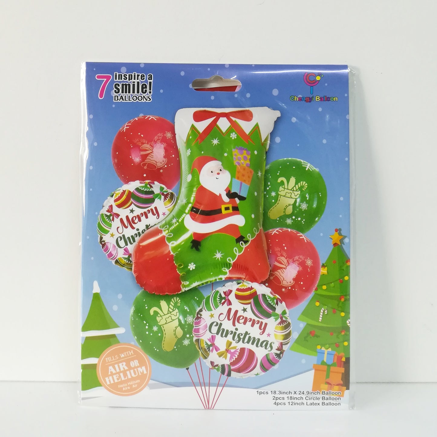 7 Piece Christmas Balloon Pack