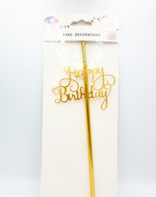 Happy Birthday Straw Cake Topper – Gold