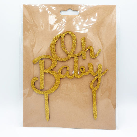 Oh Baby Cake Topper – Gold and Light Gold