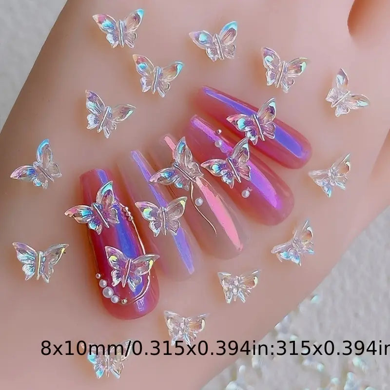 Aurora Butterfly Nail Charms-26pack