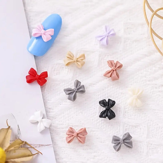 10pcs Mixed Color 3D Bow Nail Charms