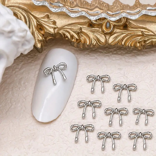 Silver bowknot Nail Charms Set-10pcs